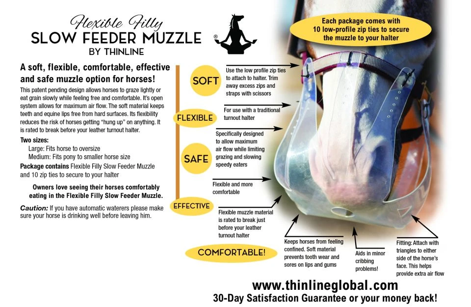 KM Elite ThinLine Flexible Filly Grazing Muzzle - Clear - Image 4