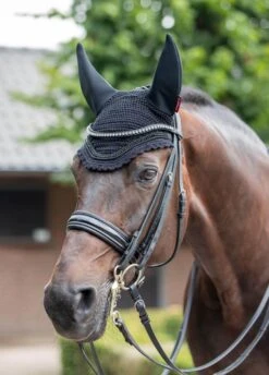 LeMieux Diamante Acoustic Fly Hood - Black -Equestrian Supplies Shop lemieux diamante fly hood black 3rdy