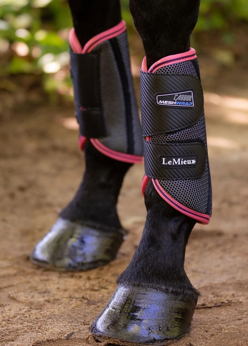 LeMieux Carbon Mesh Wrap Boots - Black/Papaya 6 LeMieux Carbon Mesh Wrap Boots - Black/Papaya - Image 4
