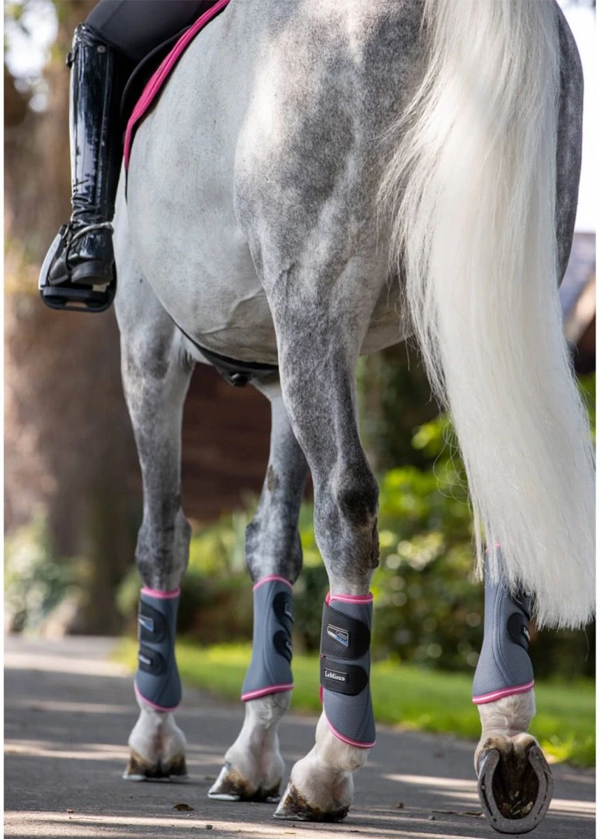 LeMieux Carbon Mesh Wrap Boots - Grey/Watermelon 6 LeMieux Carbon Mesh Wrap Boots - Grey/Watermelon - Image 4