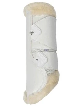 LeMieux Fleece Edged Mesh Brushing Boots - White/Natural -Equestrian Supplies Shop lmfleeceedgedbootwhite3rdy