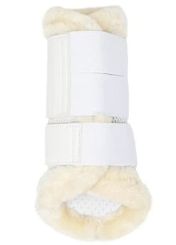 LeMieux Fleece Edged Mesh Brushing Boots - White/Natural -Equestrian Supplies Shop lmfleeceedgedbootwhite4rdy