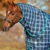 Rhino Original Stable Hood For Heavy - Navy Check/Teal 2 Rhino Original Stable Hood For Heavy - Navy Check/Teal -Equestrian Supplies Shop rhino stable hood heavy navy check 1rdy